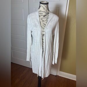 Eileen Fisher linen open white cardigan